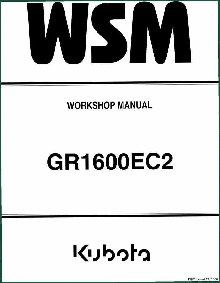 Kubota GR1600EC2 2006 Workshop Manual — Factory Service Specs