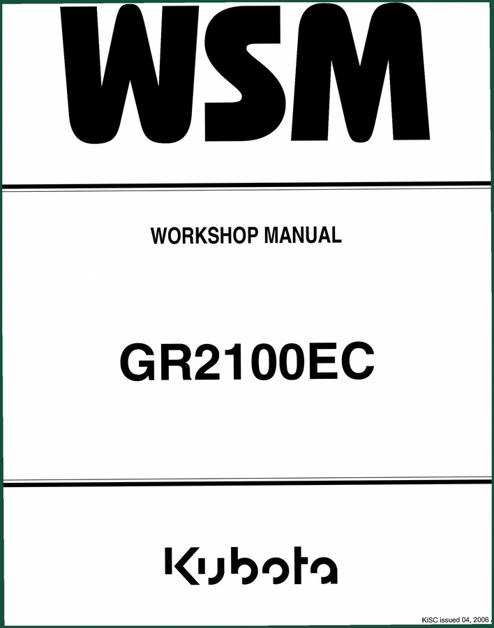 Kubota GR2100EC 2005 Workshop Manual: Factory Service Data