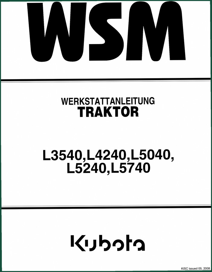 Kubota L3540, L4240, L5040, L5240, L5740 2008 Workshop Manual – OEM Specs