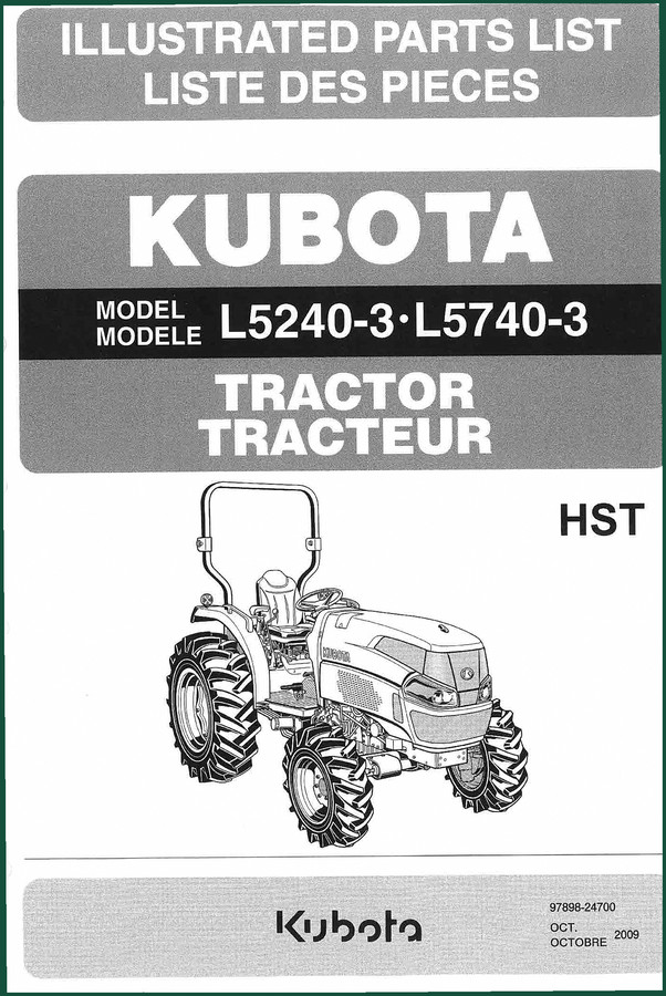 Kubota L5240-3, L5740-3 2009 Parts Catalog – 256 Pages OEM