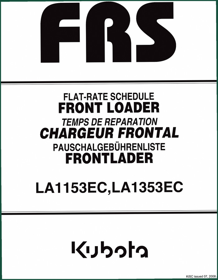 Kubota LA1153EC, LA1353EC 2008 Service Manual – Flat-Rate Tech Data