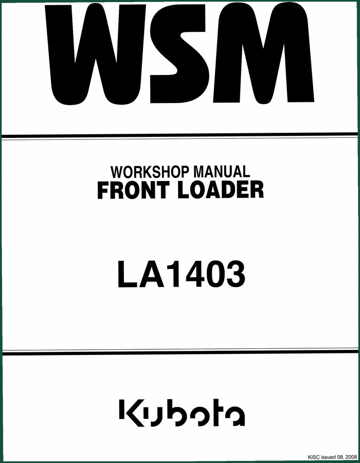 Kubota LA1403 2008 Workshop Manual – OEM Service Data