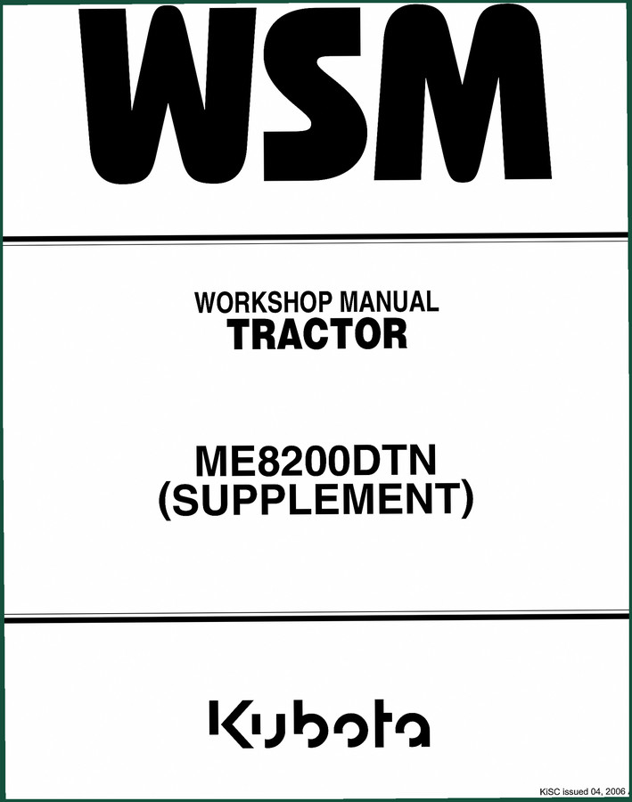 Kubota ME8200DTN, ME8200, ME9000 2006 Workshop Manual – OEM Factory Specs