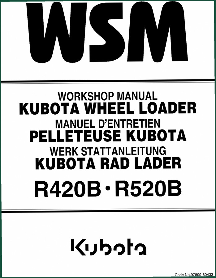 Kubota R420B, R520B Workshop Manual – Factory Service Documentation