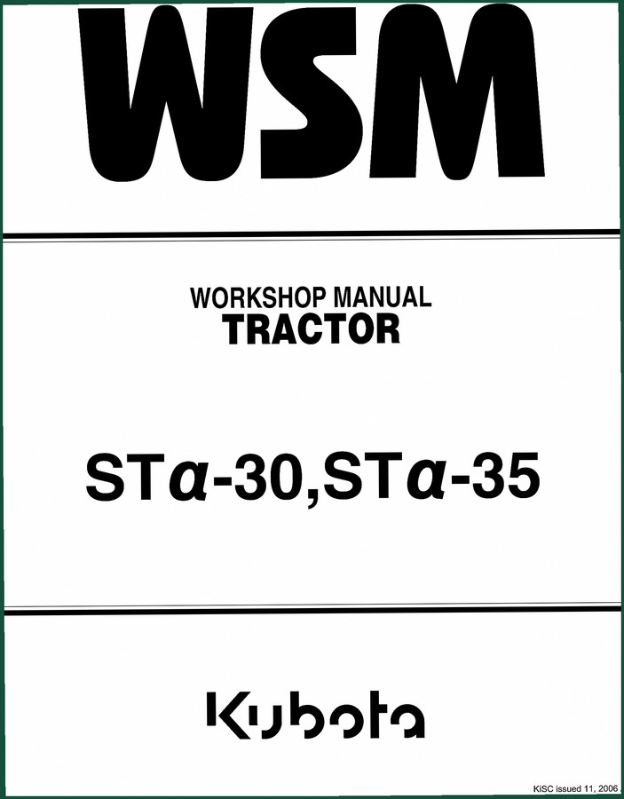 Kubota STα-30, STα-35 2000 Workshop Manual – Factory Specs
