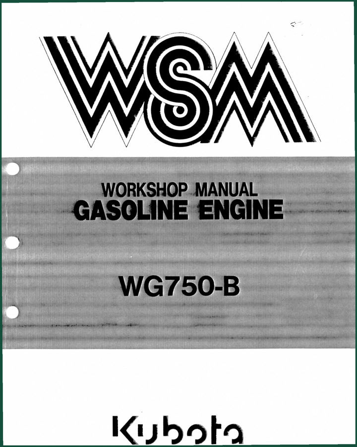 Kubota WG750-B 1988 Workshop Manual – Factory Service for LPG Engine
