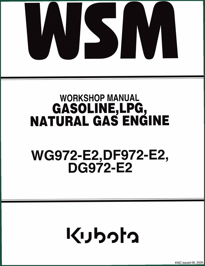 Kubota WG972-E2 DF972-E2 DG972-E2 2009 Workshop Manual
