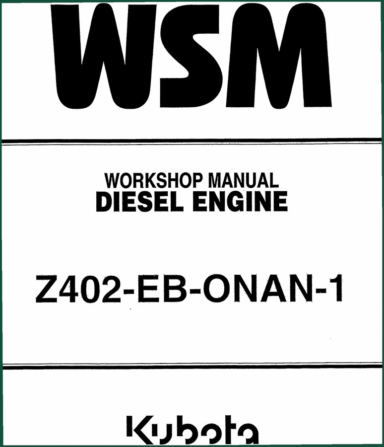 Kubota Z402-EB 2000 Workshop Manual – Factory Service Specifications for Diesel Engine