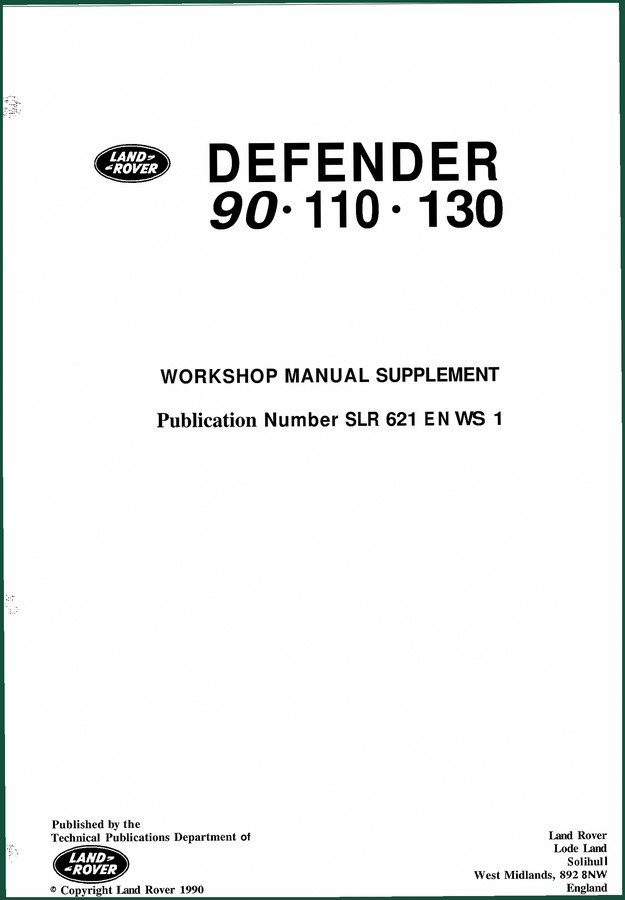 Land Rover 90, 110 Workshop Manual – OEM Factory Service Data