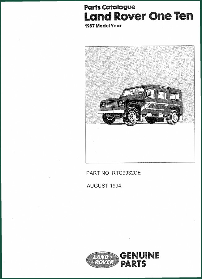 Land Rover Defender 110 1994 Parts Catalog – OEM Parts Manual