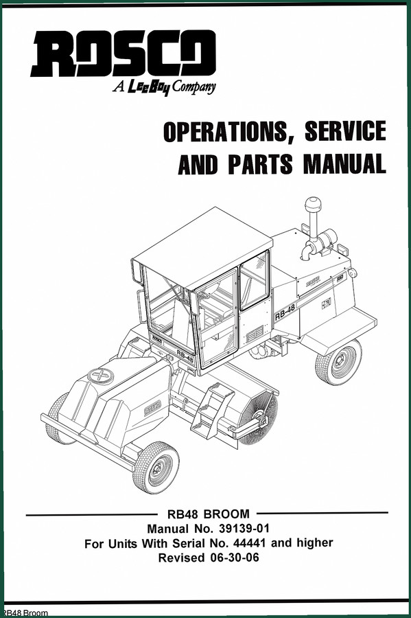 Leeboy RB48 User Manual: Factory Specs for Broom Maintenance