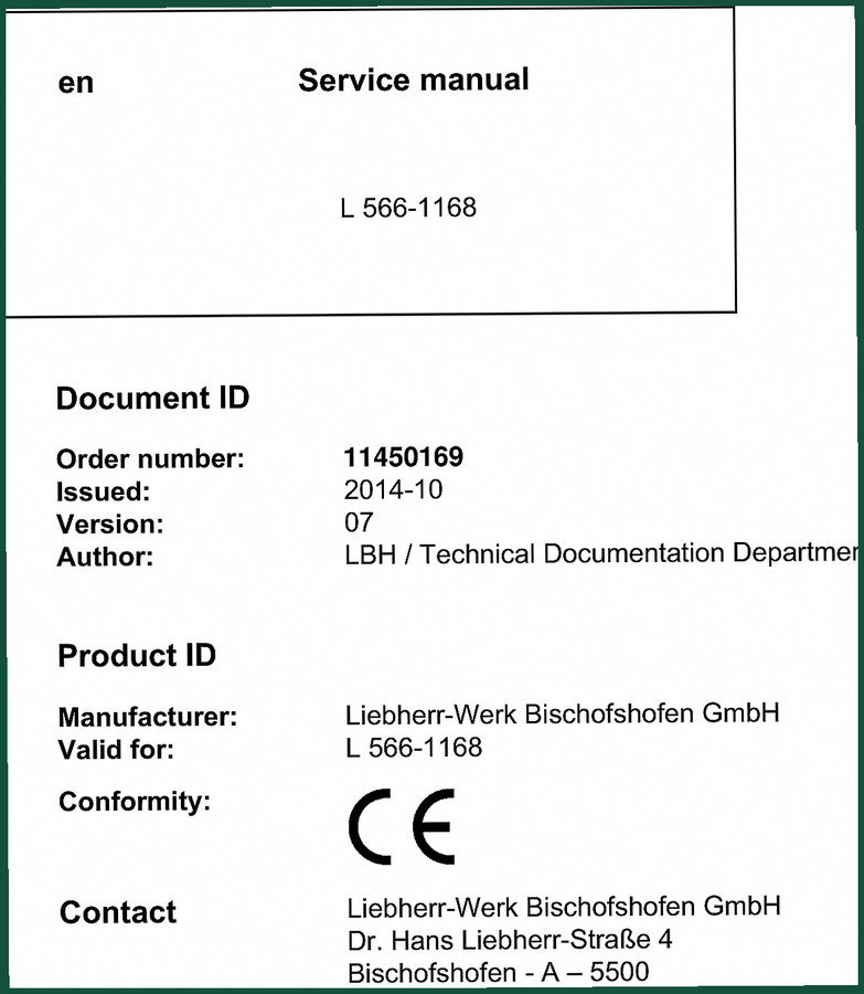 Liebherr L 566-1168 2014 Service Manual – 790 Pages