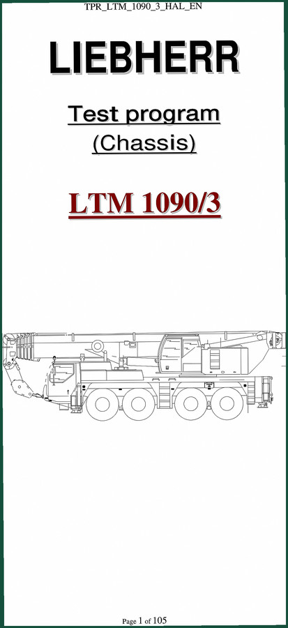 Liebherr LTM 1090/3 Diagnostics Manual – 106 Pages Factory Diagnostics