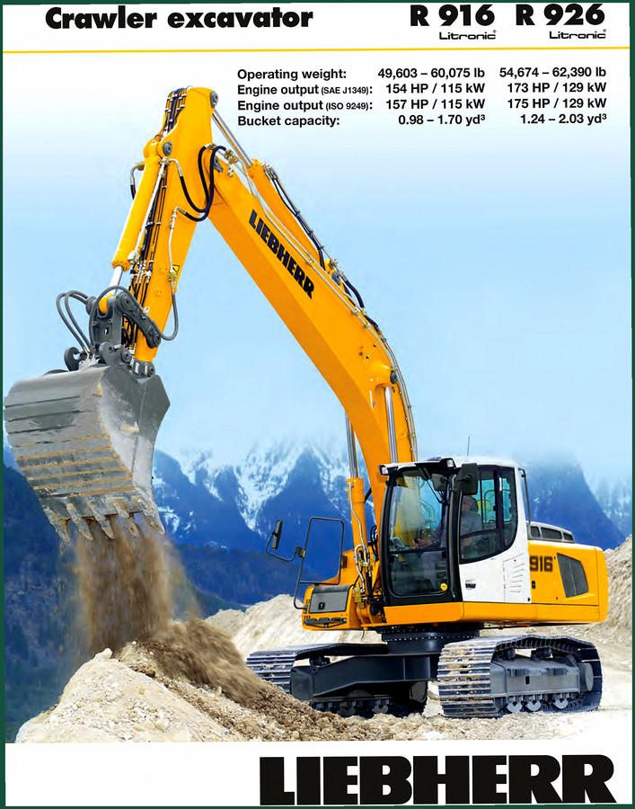 Liebherr R 916, R 926 Technical Manual – Factory Specs & Litronic Data