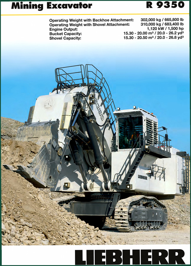 Liebherr R 9350 Technical Manual – 22 Pages Factory Excavator Specs