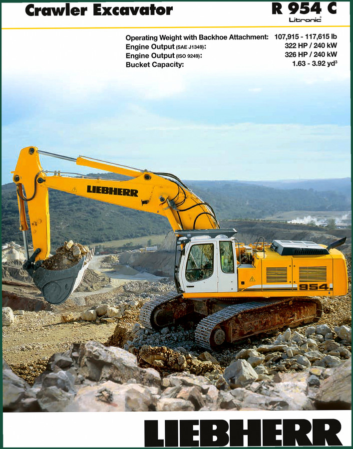Liebherr R 954 C Technical Manual – 20-Page Factory Specs