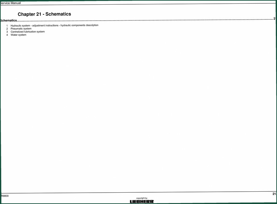 Liebherr R9800 2012 Electrical Schematic – 18 Pages Factory Wiring