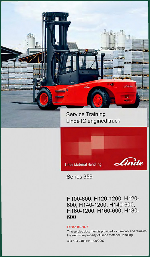 Linde H100-600, H120-1200, H120-600, H140-1200, H160-600 OEM Operators Manual