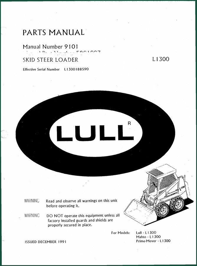 Lull L1300 1991 Parts Catalog – OEM Parts Identification