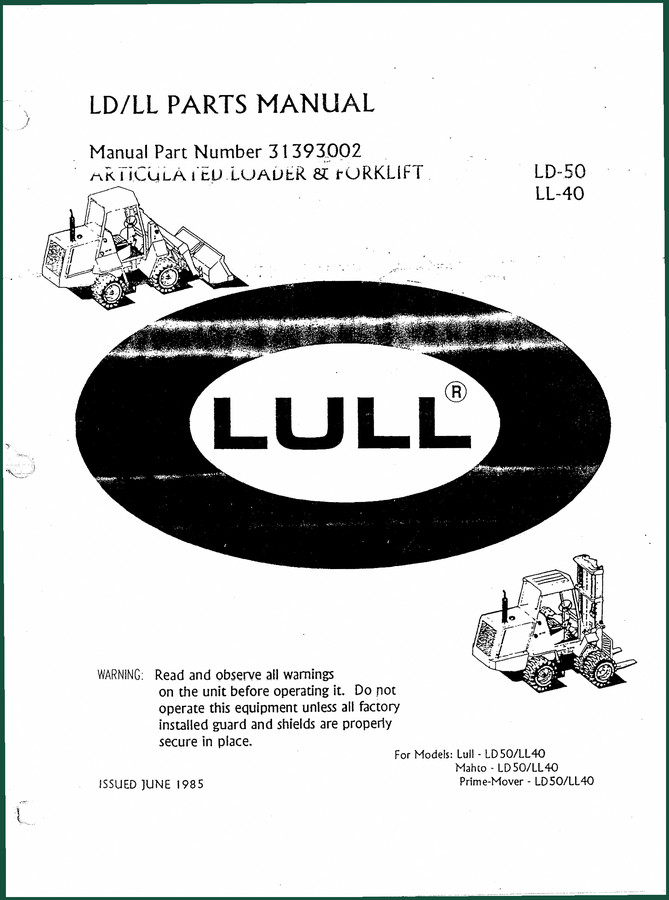 Lull LD-50, LL-40 1985 Parts Catalog – OEM Parts Identification