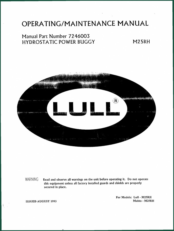 Lull M25RH 1993 Operators Manual – OEM Specs for Hydrostatic Power Buggy