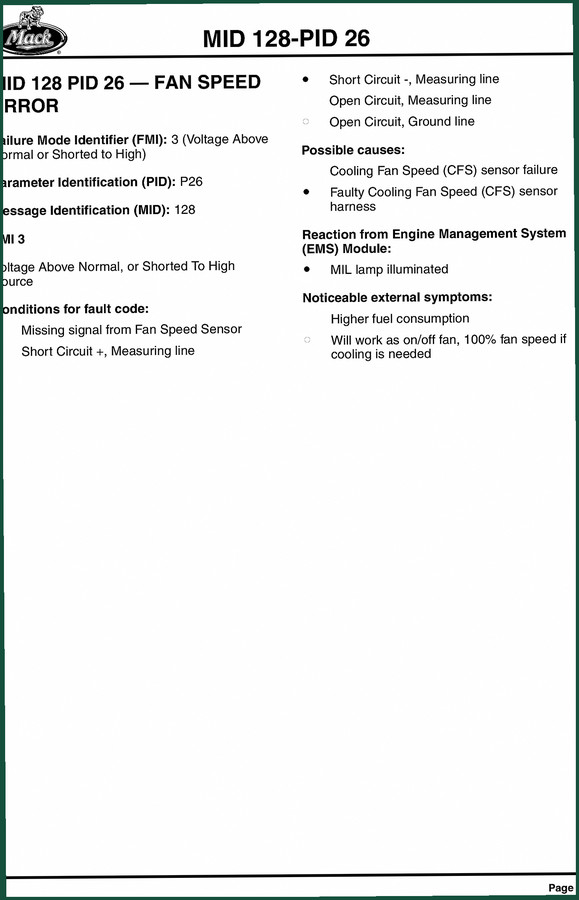 Mack MID 128 Diagnostics Manual – 103-Page OEM Fault Code Guide