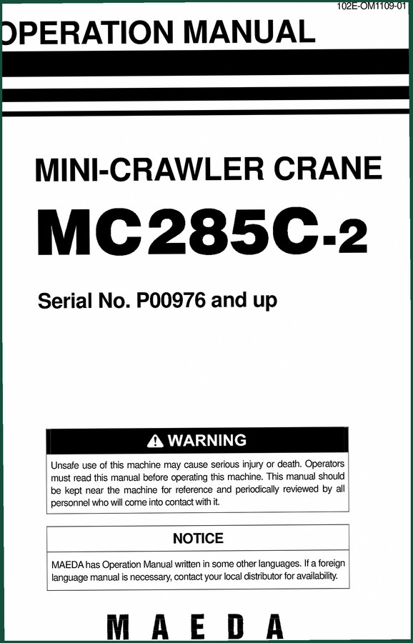 Maeda MC285C-2 Operators Manual – OEM Safety & Operation Specs