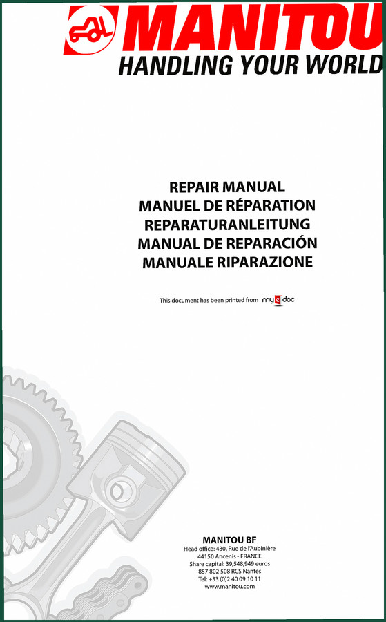 Manitou MLT627 Repair Manual – Factory Specs for Engine, Hydraulics, Electrical