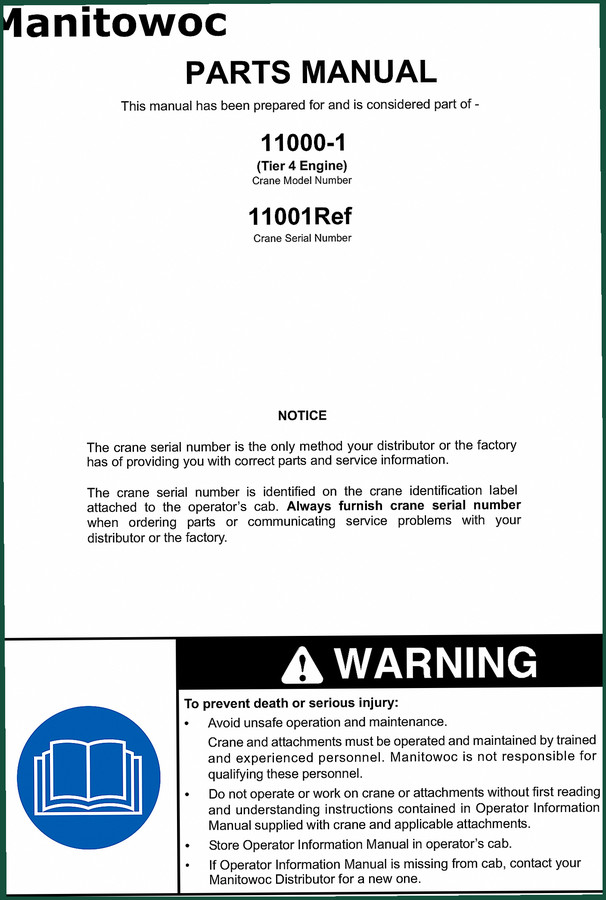 Manitowoc 11000 Parts Catalog – OEM Specs for Tier 4 Crane