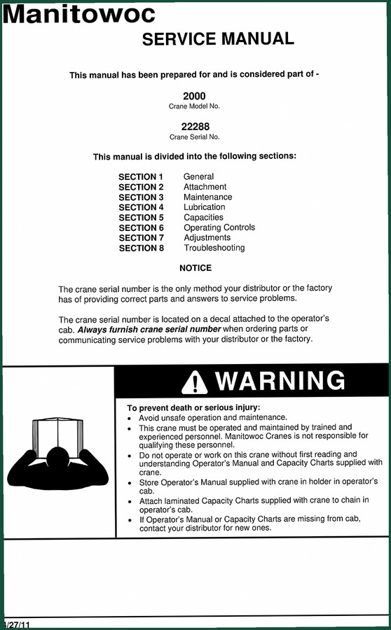 Manitowoc 2000 1954 Parts Catalog – OEM Factory Parts Documentation