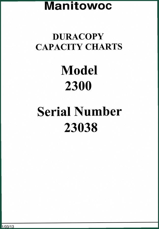 Manitowoc 2300 2013 Technical Manual – Factory Capacity Charts