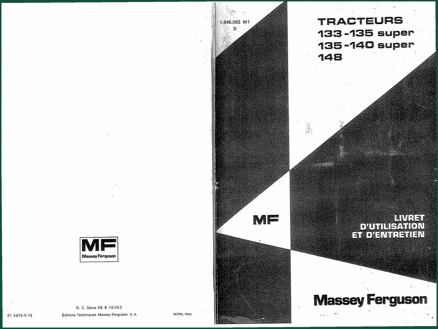 Massey Ferguson 133, 135, 140, 148 User Manual – 62 Pages of Factory Specs