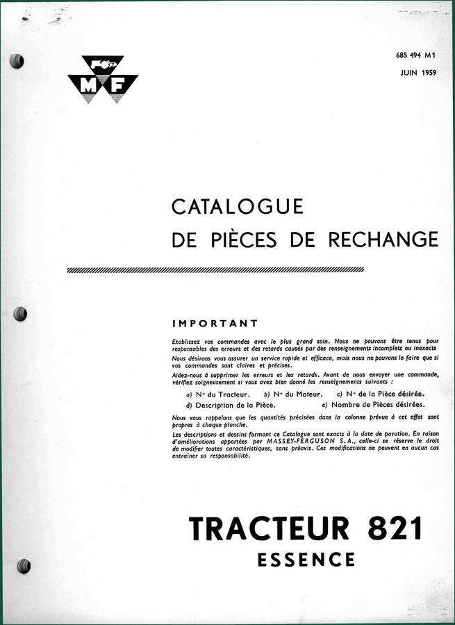 Massey Ferguson 821 Operators Manual – Factory Lubrication & Operation Guide