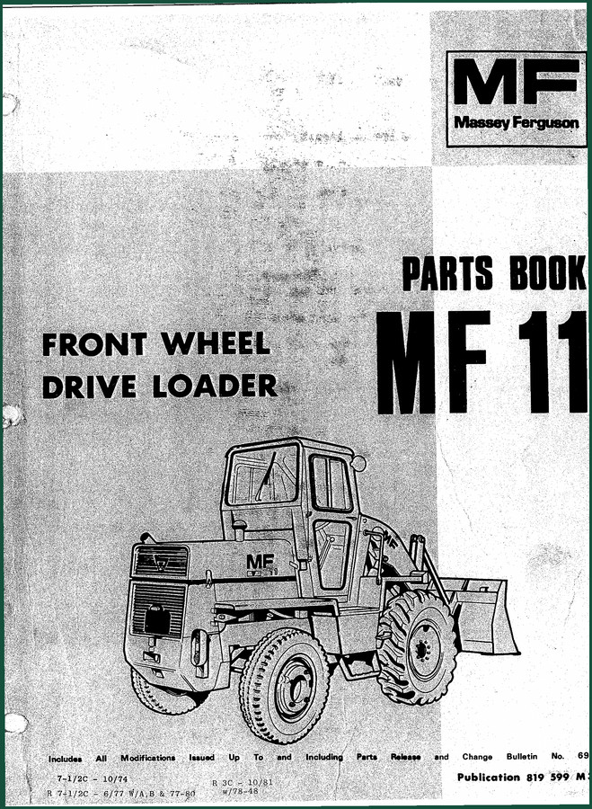 Massey Ferguson MF 11 1981 Parts Catalog – Factory Parts Index