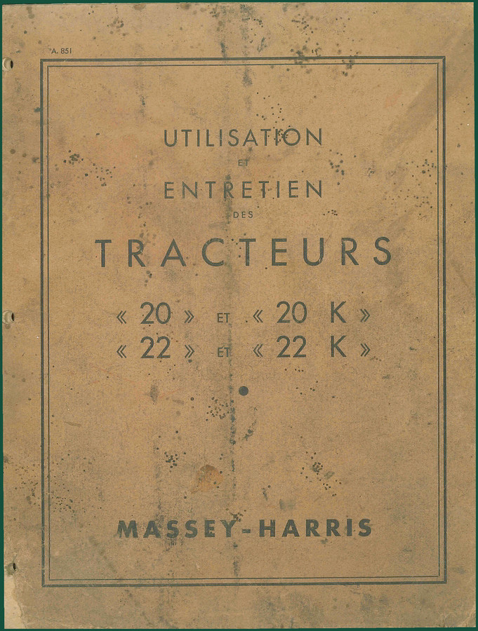 Massey-harris 20, 20 K, 22, 22 K Operators Manual – 56 Pages of Factory Specs