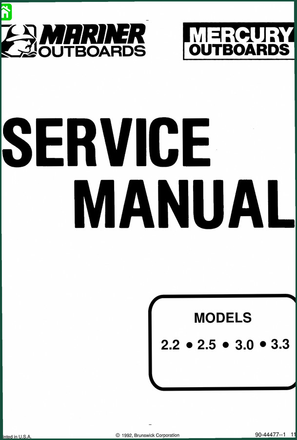 Mercury 2.2, 2.5, 3.0, 3.3 1992 Service Manual – OEM Factory Specs