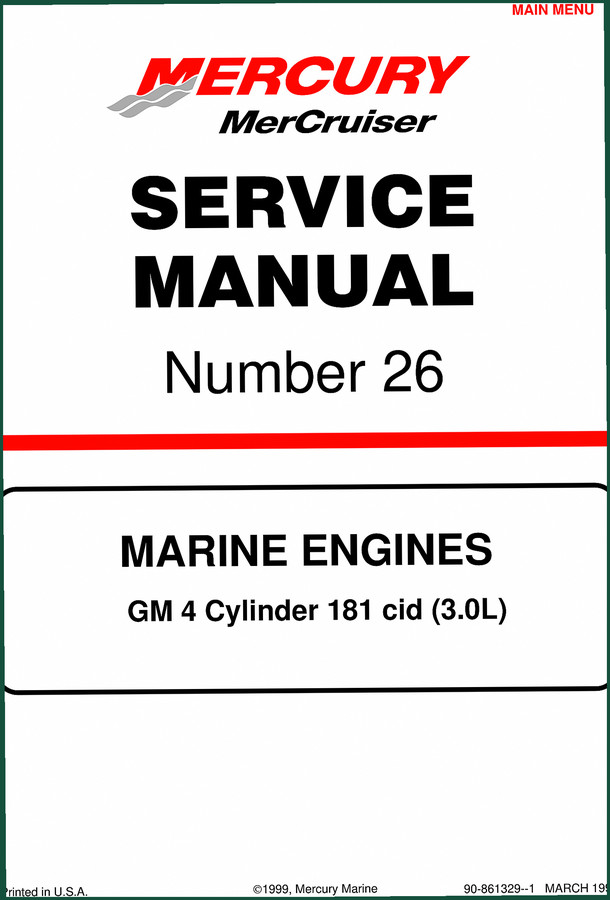 Mercury Marine GM 4 Cylinder 181 cid 1999 Service Manual