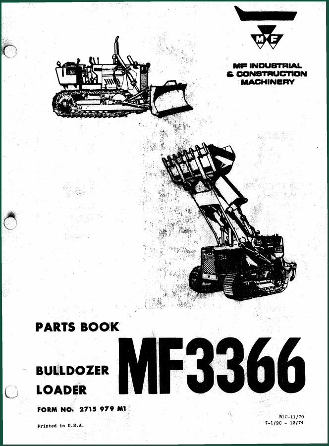 HMF MF3366 1974 Parts Catalog – OEM Parts Index for Bulldozer and Loader