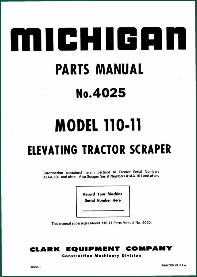 Michigan 110-11 Parts Catalog – OEM Exploded Views & Part Numbers
