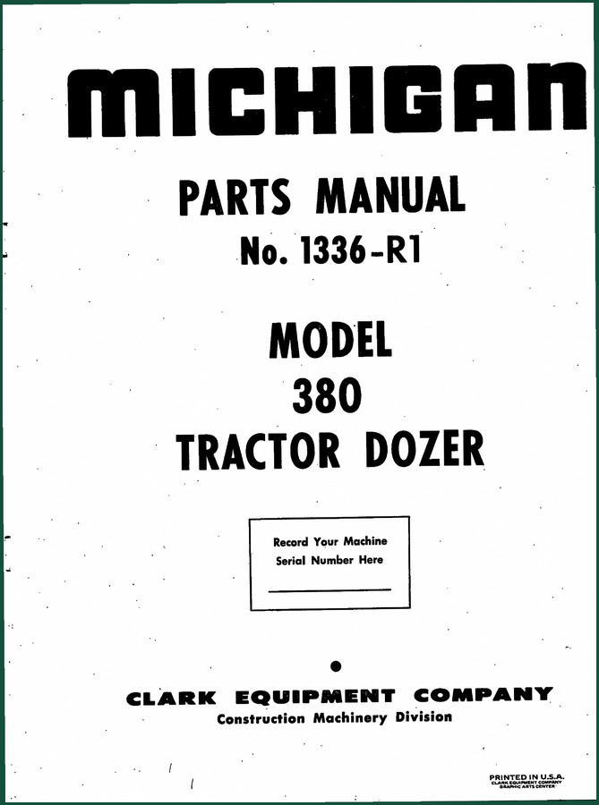 Michigan 380 Parts Catalog – 106 Pages OEM Exploded Views
