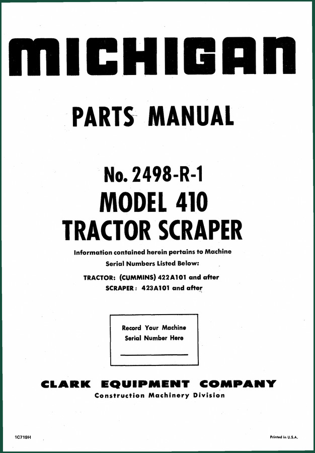 Michigan 410 Parts Catalog – 132 Pages OEM Exploded Views