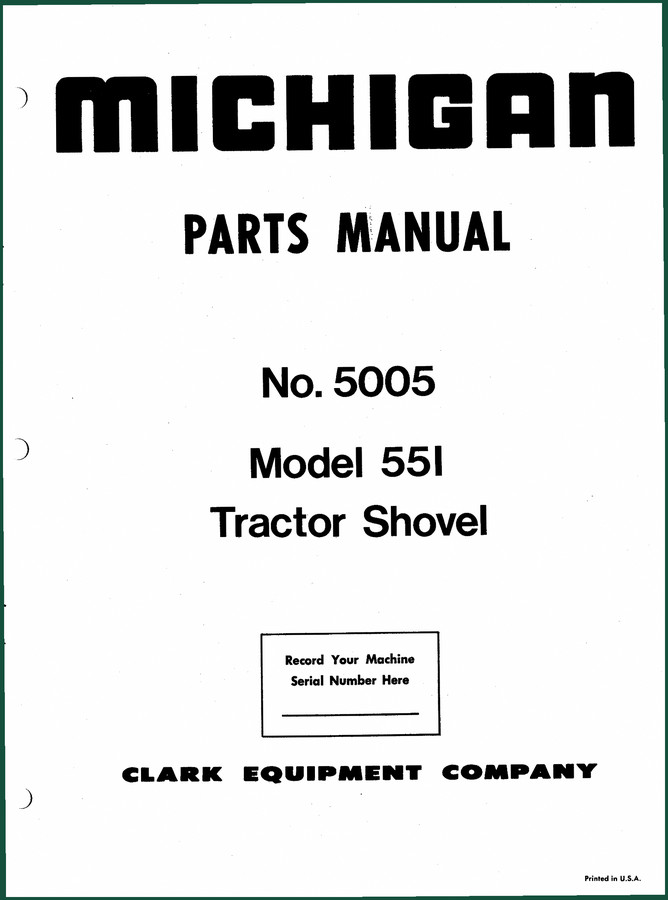 Michigan 55I Parts Catalog – 88 Pages OEM Parts Data