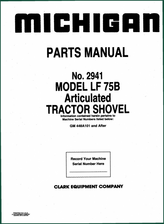 Michigan LF 75B Parts Catalog – 238 Pages OEM Exploded Views