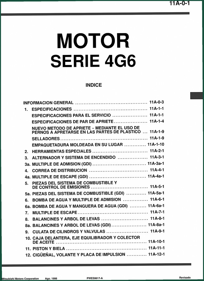 Mitsubishi Motors 4G63, 4G64 1998 Technical Manual – 122 Pages