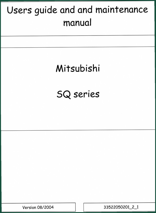 Mitsubishi SQ series 2004 Operators Manual – OEM Factory Specs