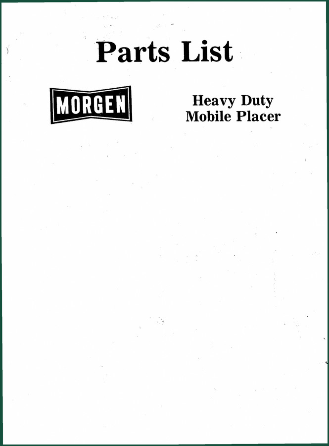 Morgen Mobile Placer Parts Catalog – OEM Exploded Views & Part Numbers