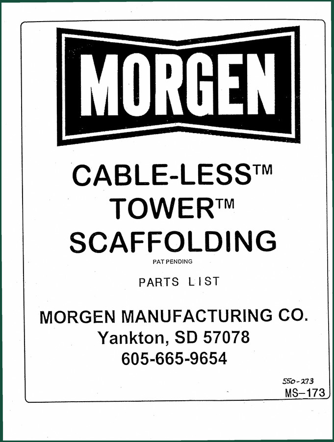 Morgen TOWER SCAFFOLDING Parts Catalog – OEM Factory Parts List