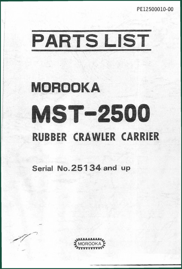 Morooka MST-2500 Parts Catalog – OEM Component Reference