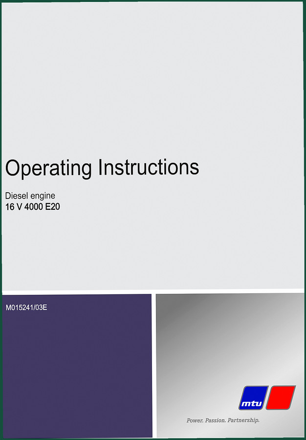 MTU 16 V 4000 E20 2011 Operators Manual – OEM Specs