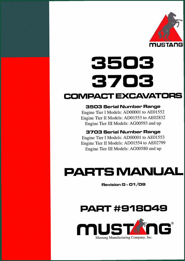 Mustang 3503, 3703 2009 Parts Catalog – Torque & Fastener Specs
